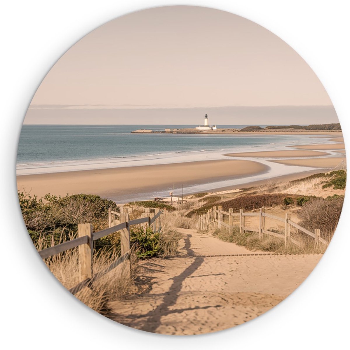 Saammp Muurcirkel Hout - Strand - Nederland - Zee - Ø 50 - Wandcirkel - Wanddecoratie Cirkel - muurdecoratie Woonkamer - Slaapkamer decoratie - Rond Schilderij