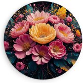 Saammp Muurcirkel Hout - Bos Bloemen - Abstract - Natuur - Ø 80 - Wandcirkel - Wanddecoratie Cirkel - Muurdecoratie Woonkamer - Kantoor Decoratie