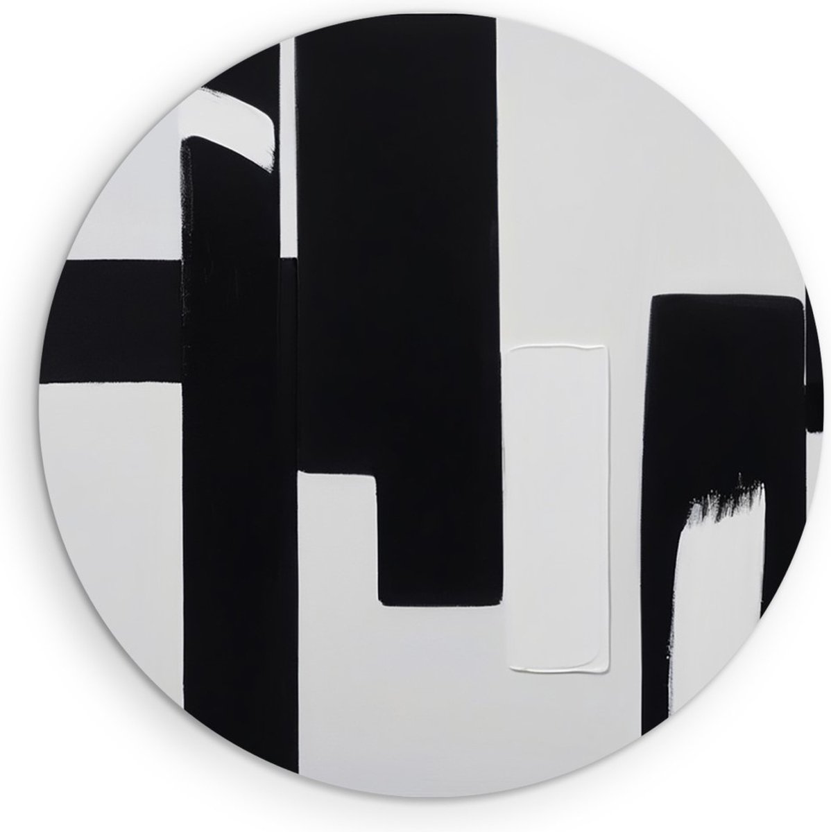 Saammp Muurcirkel Hout - Zwart witte strepen - Abstract - Ø 90 - Wandcirkel - Wanddecoratie Cirkel - Muurdecoratie Woonkamer - Slaapkamer decoratie - Rond Schilderij