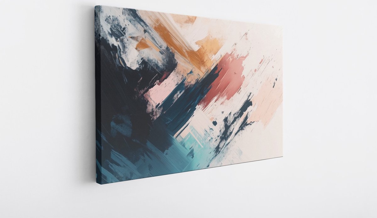 Saammp Canvas Schilderij - Kleurrijk - Abstract - 100x75 - Foto op canvas - Wanddecoratie - Muurdecoratie Woonkamer - Slaapkamer decoratie - Canvas Print Multicolor