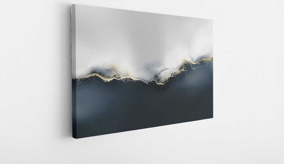 Saammp Canvas Schilderij - goud minimalistisch - Abstract kunstwerk - 120x80 - Foto op canvas - Wanddecoratie - Muurdecoratie Woonkamer - Slaapkamer decoratie - Canvas Print Multicolor