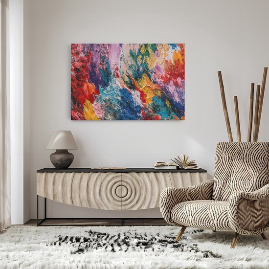 Saammp Canvas Schilderij - Explosie van kleuren - Abstract - 120x80 - Foto op canvas - Wanddecoratie - Muurdecoratie Woonkamer - Slaapkamer decoratie - Canvas Print