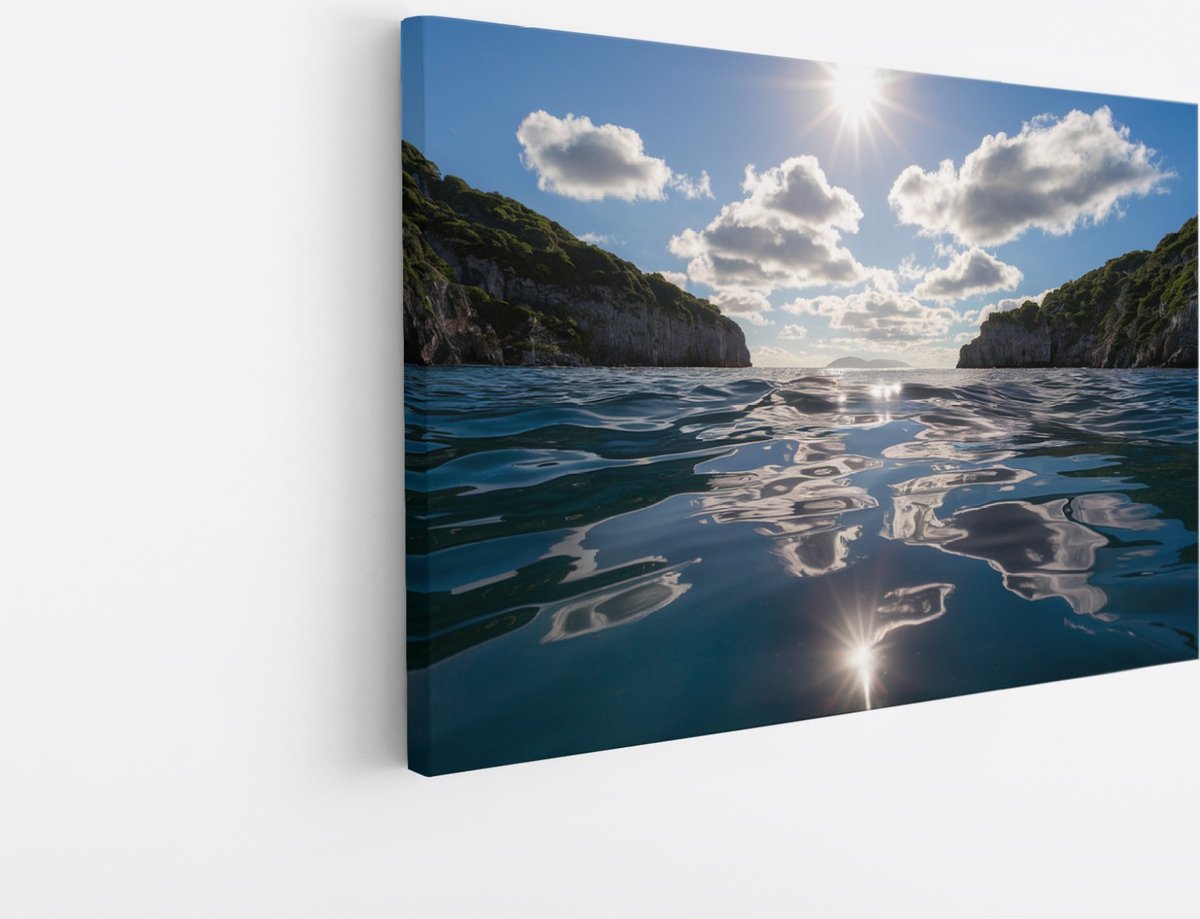 Saammp Canvas Schilderij - Rotsen - Zee - Landschap - Natuur - 50x40 - Foto op canvas - Wanddecoratie - Muurdecoratie Woonkamer - Slaapkamer decoratie - Canvas Print Multicolor