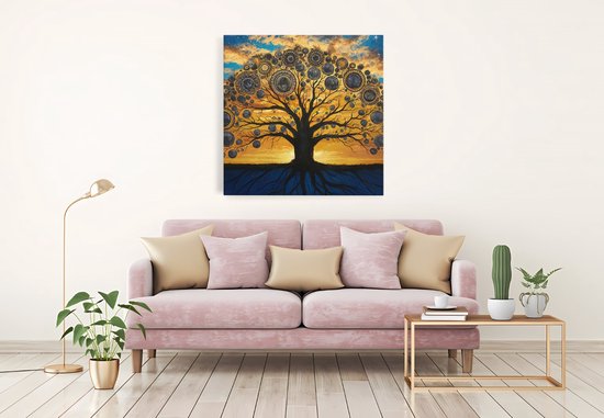 Saammp Canvas Schilderij - Spirutuele boom - Landschap - Natuur - 20x20 - Foto op canvas - Wanddecoratie - Muurdecoratie Woonkamer - Slaapkamer decoratie - Canvas Print