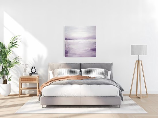 Saammp Canvas Schilderij - Paarse penseelstreken - Landschap - Abstract kunstwerk - 20x20 - Foto op canvas - Wanddecoratie - Muurdecoratie Woonkamer - Slaapkamer decoratie - Canvas Print