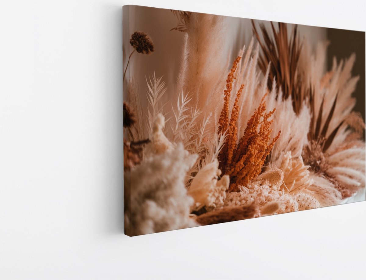 Saammp Canvas Schilderij - Pluimen - Bloemen - Abstract - 30x20 - Foto op canvas - Wanddecoratie - Muurdecoratie Woonkamer - Kantoor Decoratie Multicolor