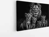 Tableau sur toile Saammp - Grande famille de lions - Nature - Animaux - 90x60 - Photo sur toile - Décoration murale - Décoration murale Salon - Décoration chambre - Impression sur toile