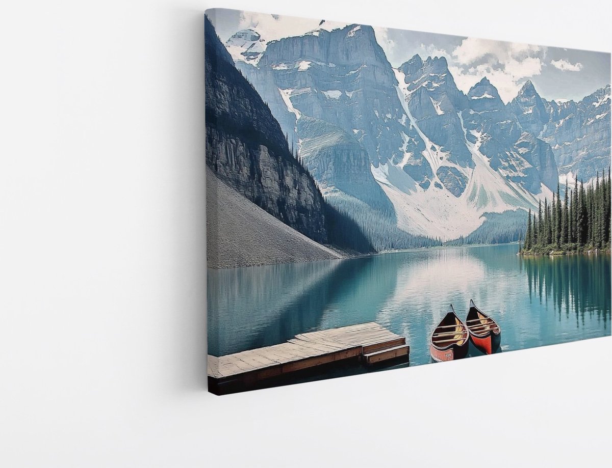 Saammp Canvas Schilderij - Natuur - Kanos- landschap - 40x30 - Foto op canvas - Wanddecoratie - Muurdecoratie Woonkamer - Slaapkamer decoratie - Canvas Print Multicolor