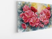 Saammp Canvas Schilderij - Roze abstracte bloemen - 70x50 - Foto op canvas - Wanddecoratie - Muurdecoratie Woonkamer - Kantoor Decoratie