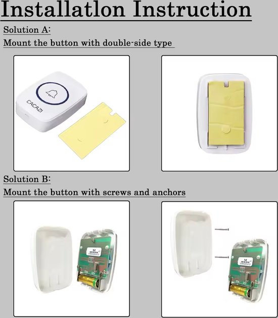 Draadloze Deurbel - Wireless Doorbell - IP44 Waterdicht - Met Ontvanger op Stopcontact - Wit — afbeelding 4