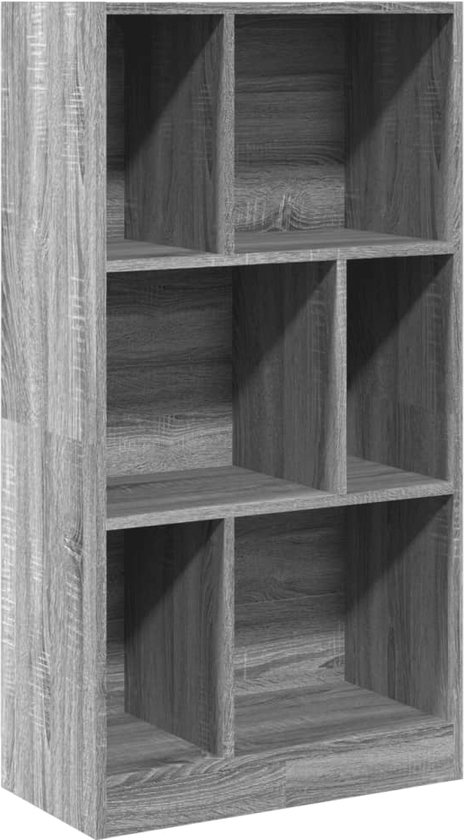 vidaXL Boekenkast 155,5x24x166,5 cm bewerkt hout grijs sonoma eiken, boeken plank, boekenkast industrieel, lage boekenkast, schappenkast