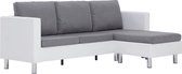 Bol.com vidaXL Driezitsbank - Kunstleer - Wit met Kussens Loungesofa - Lederlook Bank - 3 Persoons Bank - Hoekbank - Living Room... aanbieding