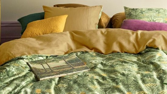 At Home by BeddingHouse Ancient dekbedovertrek - Eenpersoons - 140x200/220 - Olijfgroen van Merkloos — afbeelding 3