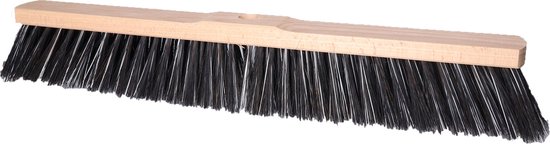 Buemag Bezemkop - Arenga/Elaston mix - zwart/wit - hard - hout - 60 cm - straatbezem/buitenbezem - bezem van Buemag — afbeelding 2