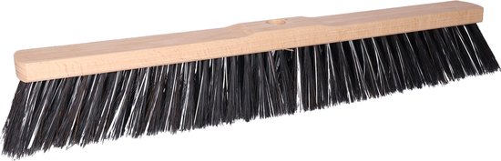 Buemag Bezemkop - Arenga/Elaston mix - zwart/wit - hard - hout - 60 cm - straatbezem/buitenbezem - bezem van Buemag — afbeelding 5