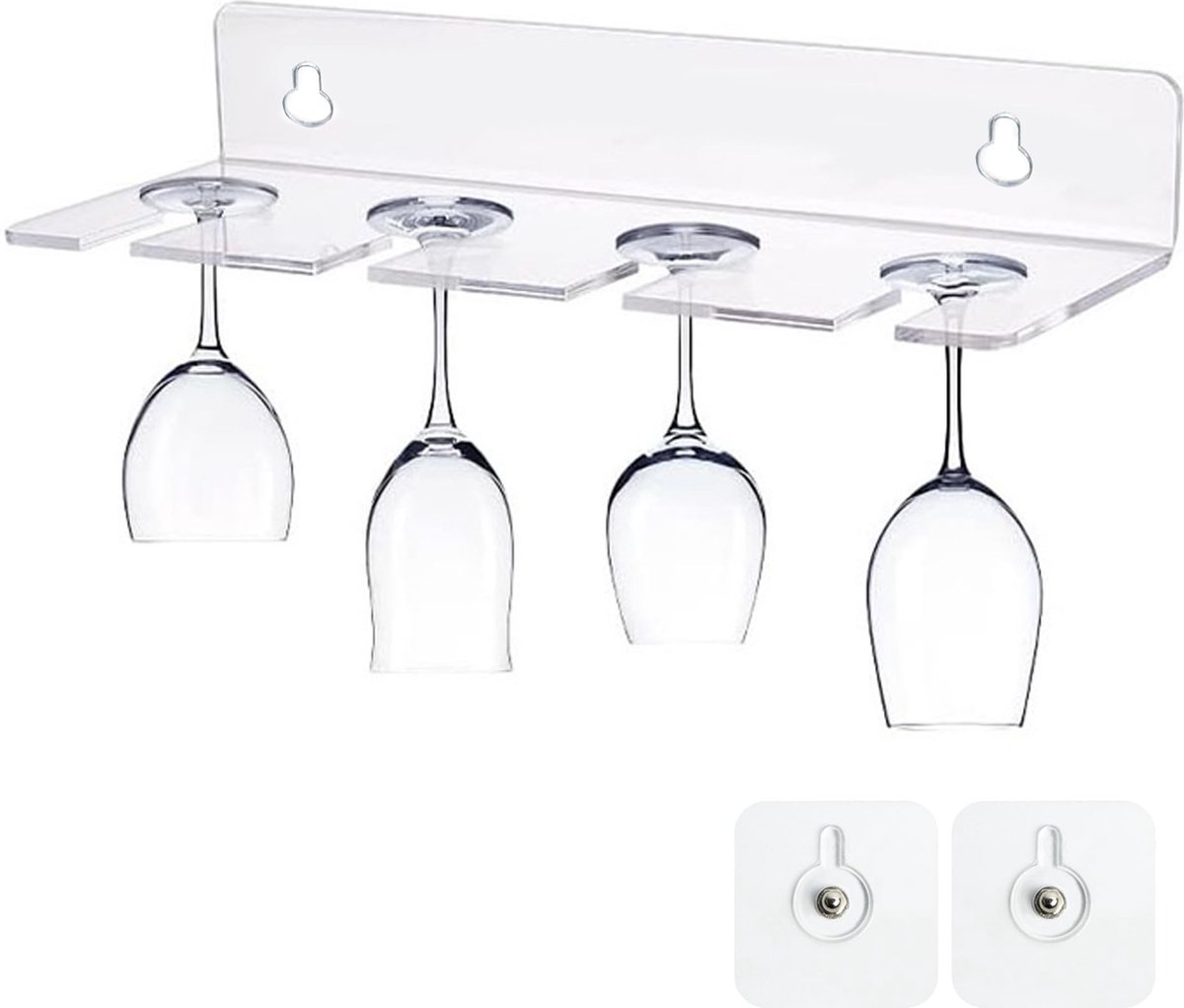 Inovra ® Stijlvolle Acryl Houder voor Hangende Wijnglazen - Geen Boren Nodig