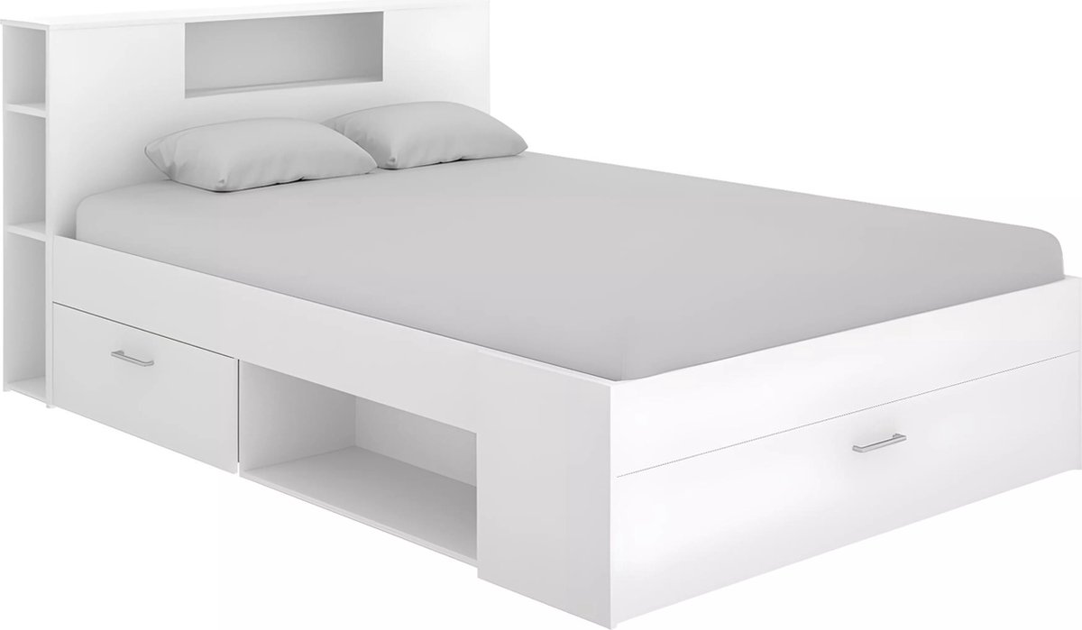 Vente-unique Bedframe hout wit 140 x 190 cm