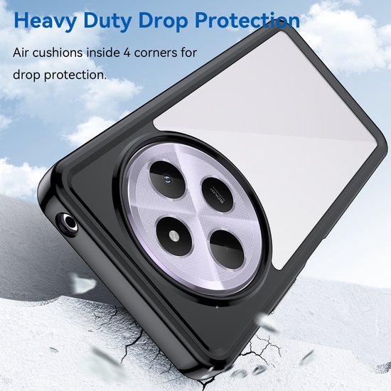 Étui adaptée pour Xiaomi Redmi 14C / Xiaomi Poco C75 - Coque arrière Phonesta Acrylic Hybrid - Noir