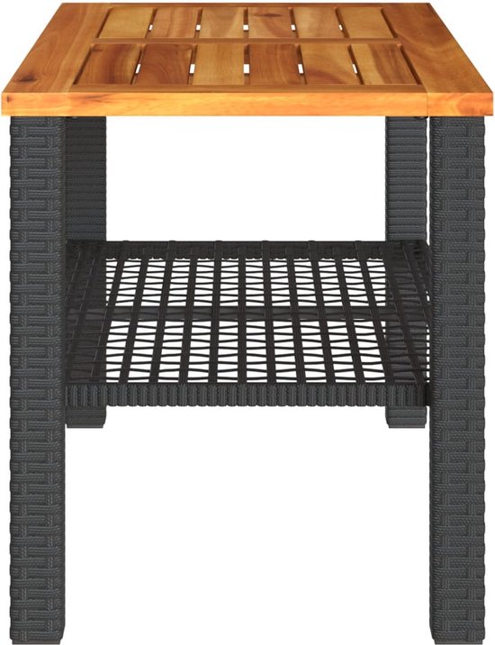 Ligbed met tafel massief acaciahout en stof zwart Ligbed met tafel massief acaciahout en stof zwart