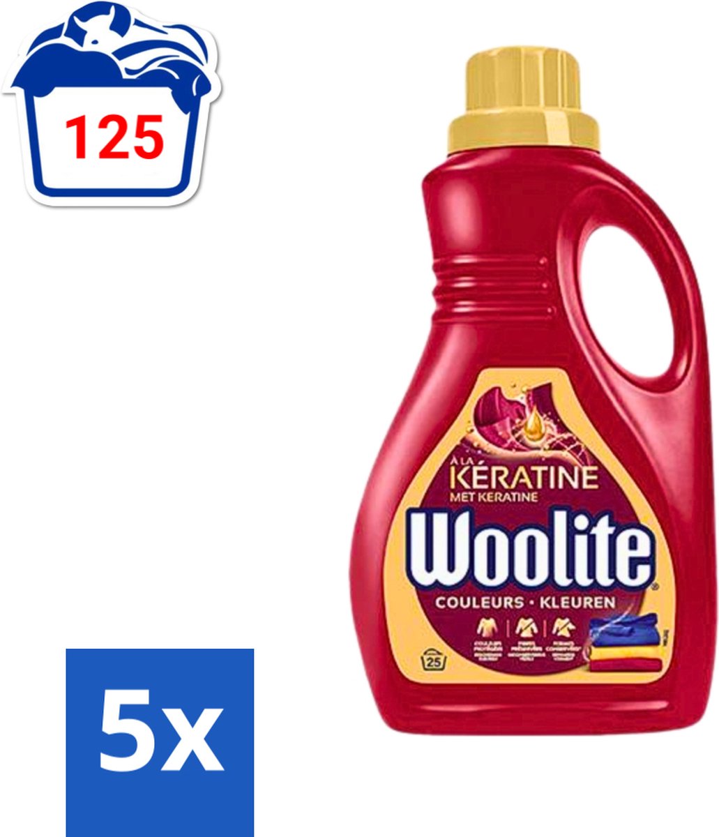 5 x Woolite Color - Vloeibaar Wasmiddel - Met Keratine - Gekleurde Was - 25 Wasbeurten - 1,5L - Gekleurde Was - Keratine Wasmiddel - Kleurbehoud - Vloeibaar Wasmiddel - Wasmiddel Voor Gekleurde Kleding