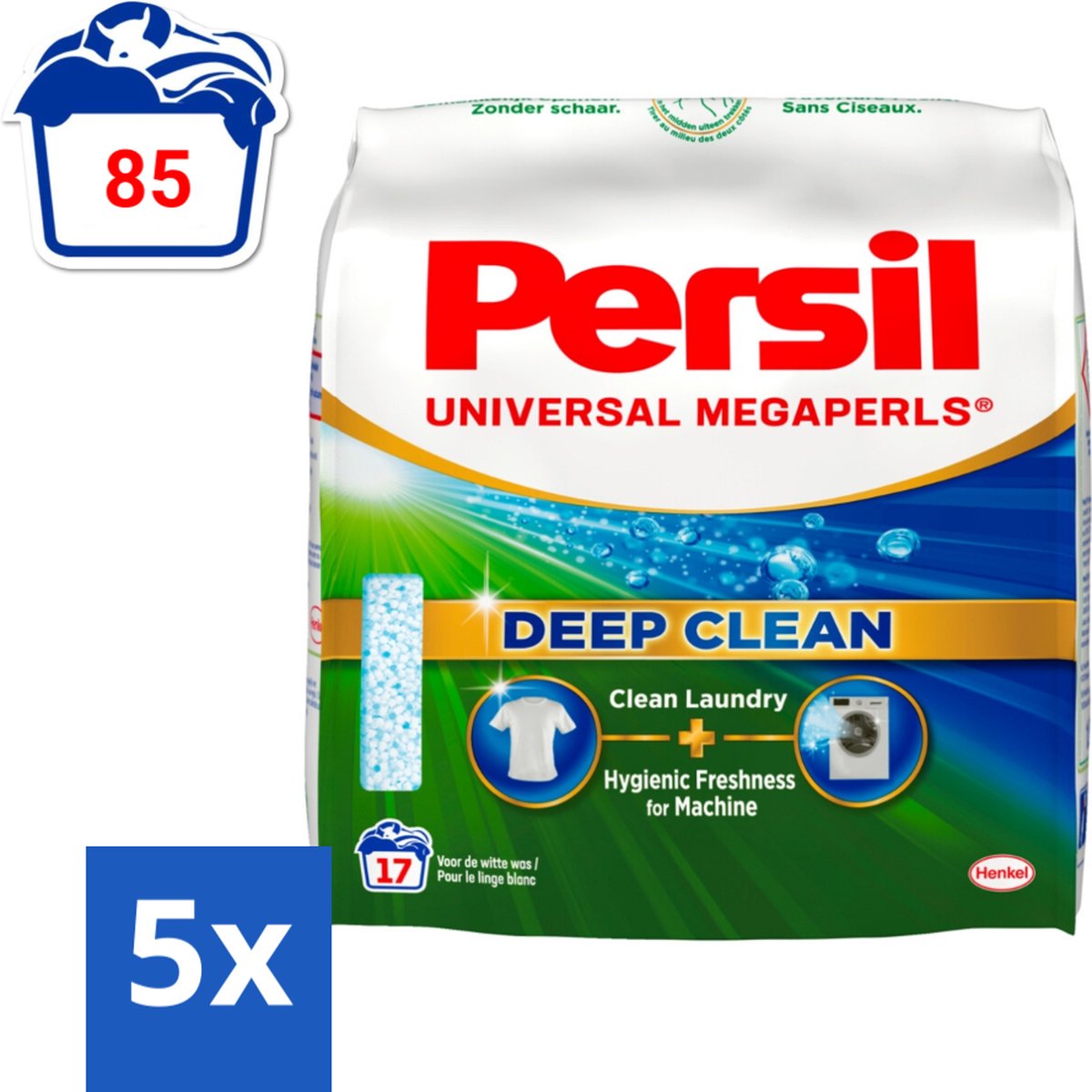 5 x Persil Waspoeder Megaperls Power 17 Wasbeurten 1,02 kg - Waspoeder - Was - Wasmiddel - Wasbeurten - Vlekverwijdering