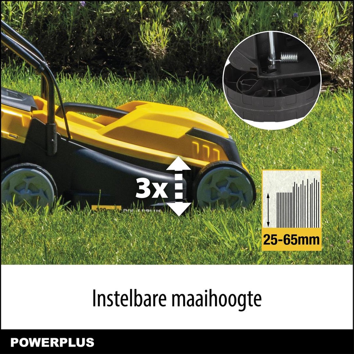 Powerplus elektrische grasmaaier POWEG62203 - 1000 W, 320 mm Ø grasmachine, tuintoestel, met grasopvangsysteem en achteruitworp – foto 3