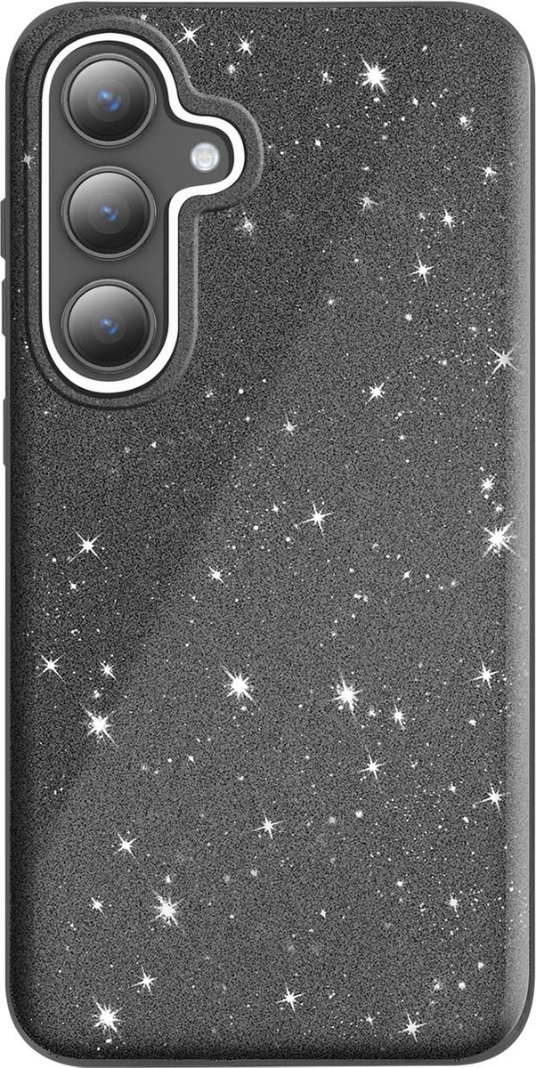 Avizar Glinsterende case Geschikt voor Samsung S24 Plus en S25 Plus ultradun, Zwart