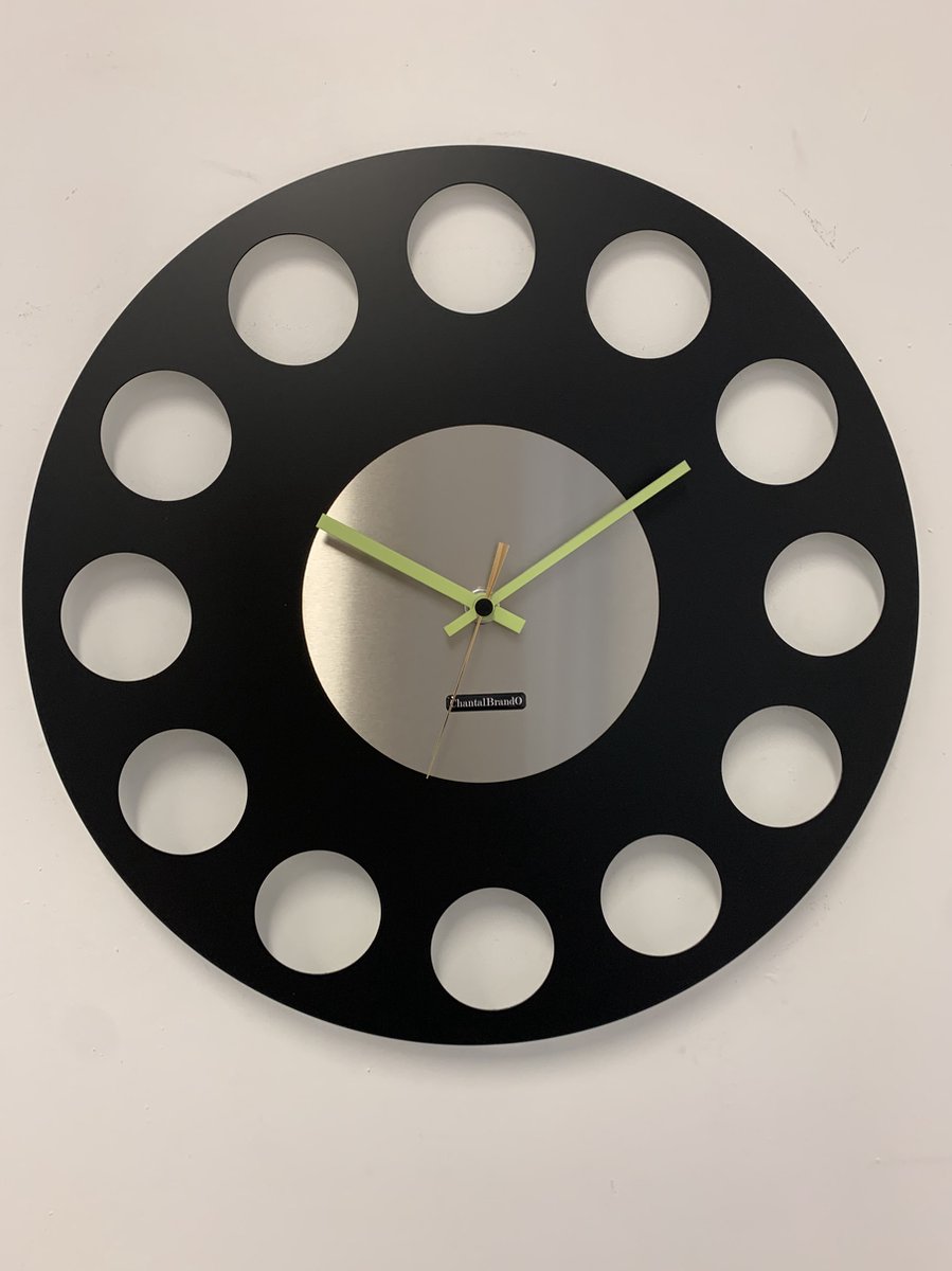 ChantalBrandO Wandklok MARAVAL Black & Silver XL Modern Design