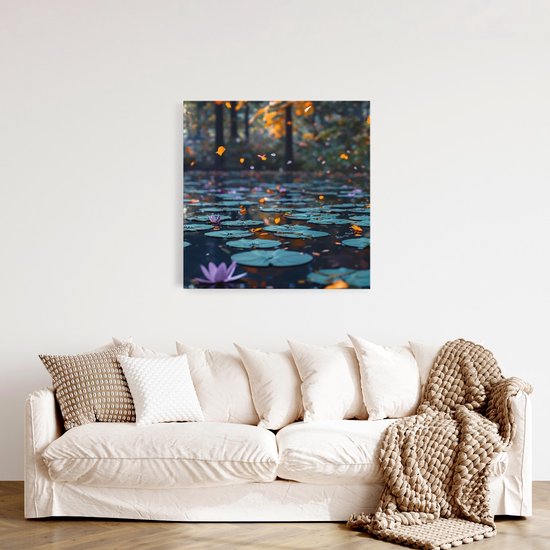Tableau sur toile Saammp - Nature - Nénuphars - Paysage - 30x30 - Photo sur toile - Décoration murale - Décoration murale murale Salon - Décoration chambre - Impression sur toile