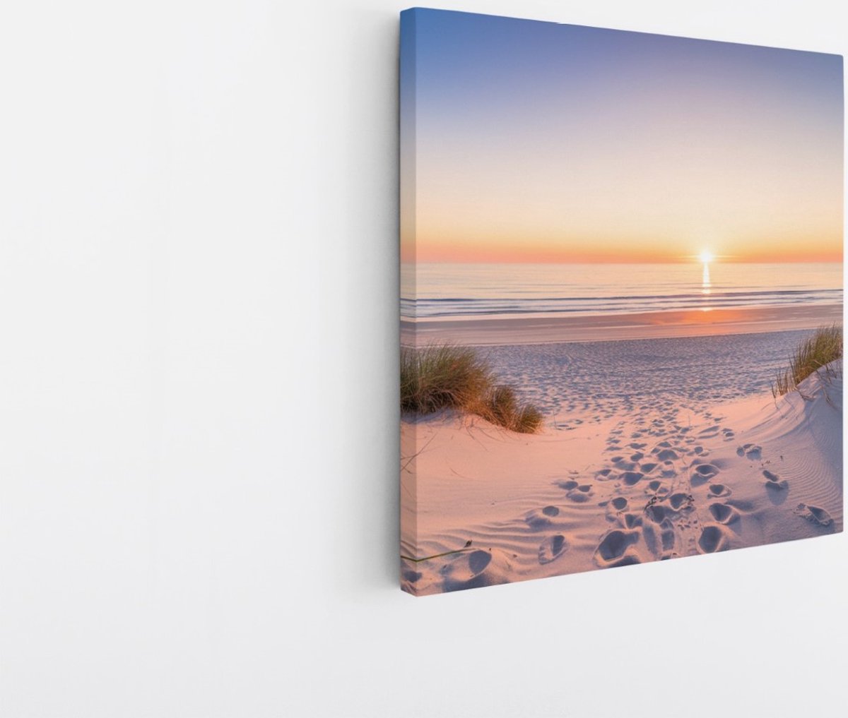 Saammp Canvas Schilderij Zonsondergang - Strand - Zee - 100x100 - Foto op canvas - Wanddecoratie - muurdecoratie Woonkamer - Slaapkamer decoratie - Canvas Print Multicolor