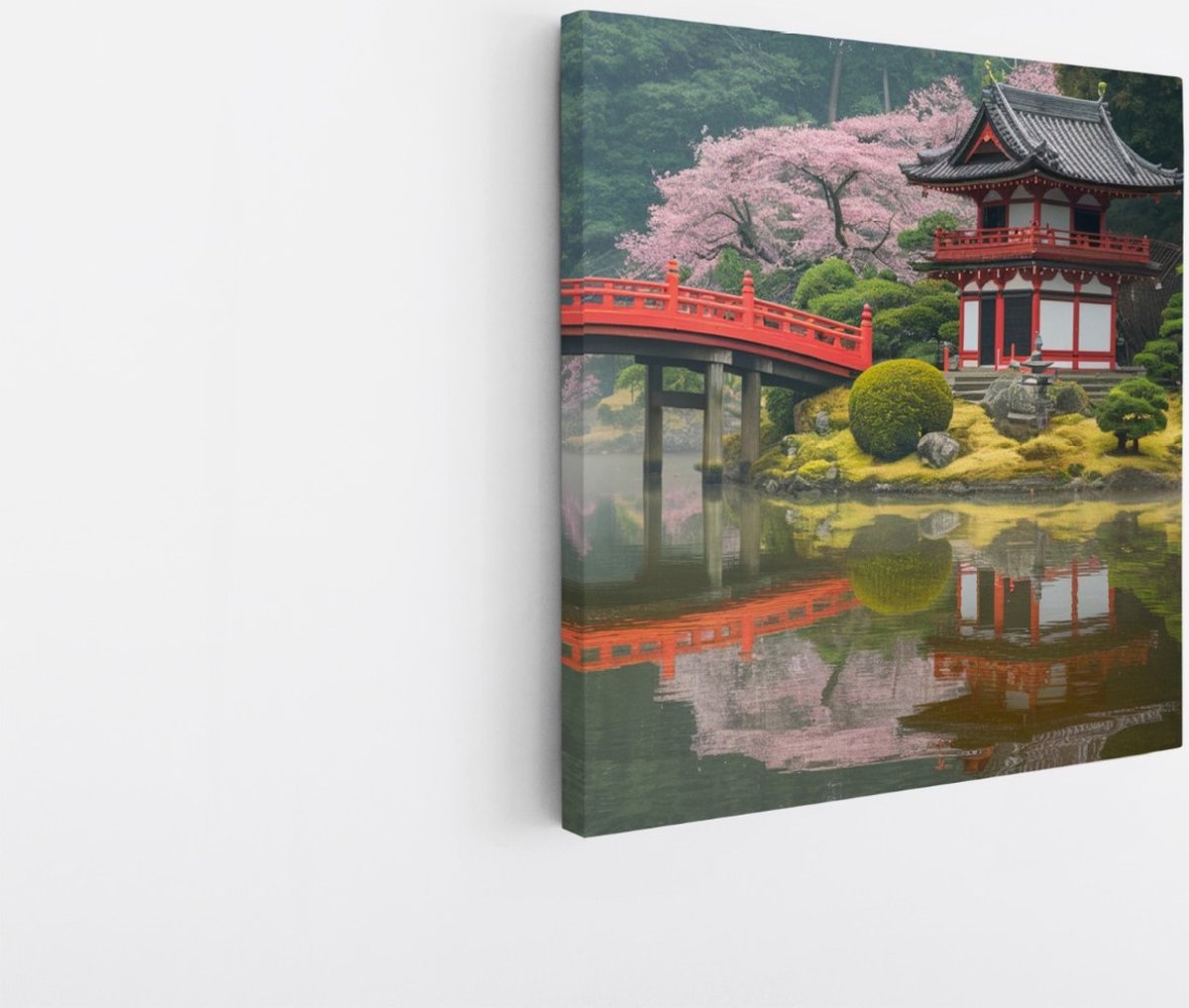 Saammp Canvas Schilderij - Japans landschap - Natuur - 40x40 - Foto op canvas - Wanddecoratie - Muurdecoratie Woonkamer - Slaapkamer decoratie - Canvas Print Multicolor