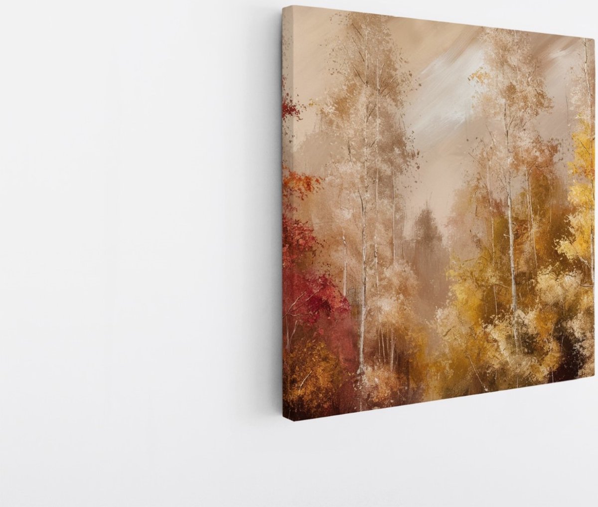 Saammp Canvas Schilderij - Abstract bos - Landschap - Natuur - 60x60 - Foto op canvas - Wanddecoratie - Muurdecoratie Woonkamer - Slaapkamer decoratie - Canvas Print Multicolor