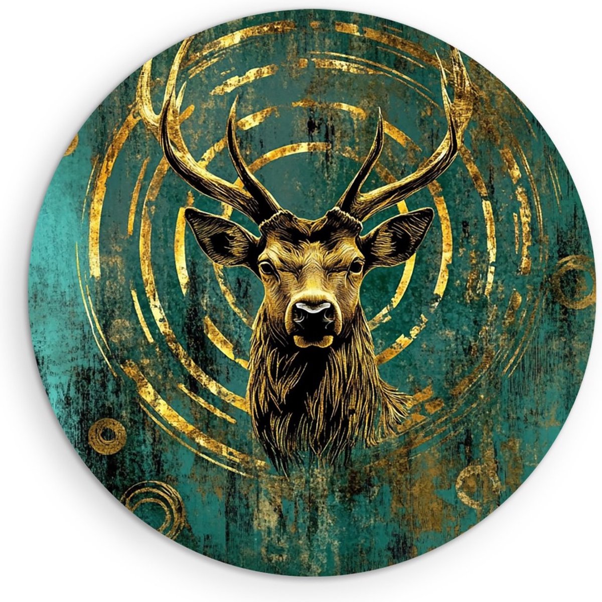 Saammp Forex Muurcirkel - Abstract Hert - Blauw - Natuur - Dieren - Ø 30 - Wandcirkel - Wanddecoratie Cirkel - Muurdecoratie Woonkamer - Slaapkamer decoratie - Rond Schilderij