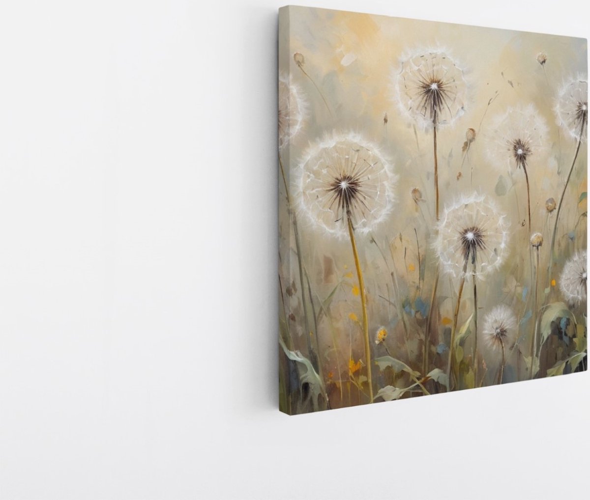 Saammp Canvas Schilderij - Paardebloem - Abstract - 40x40 - Foto op canvas - Wanddecoratie - Muurdecoratie Woonkamer - Kantoor Decoratie Multicolor