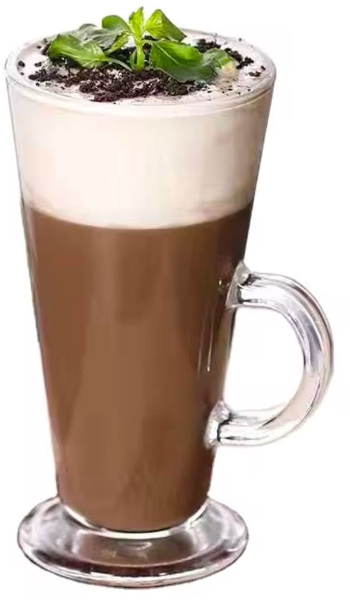 Theeglazen - Latte Macchiato glazen - Cappuccino glazen - Drinkglazen - Met oortje - 290 ML - 17 CM - 6 STUKS