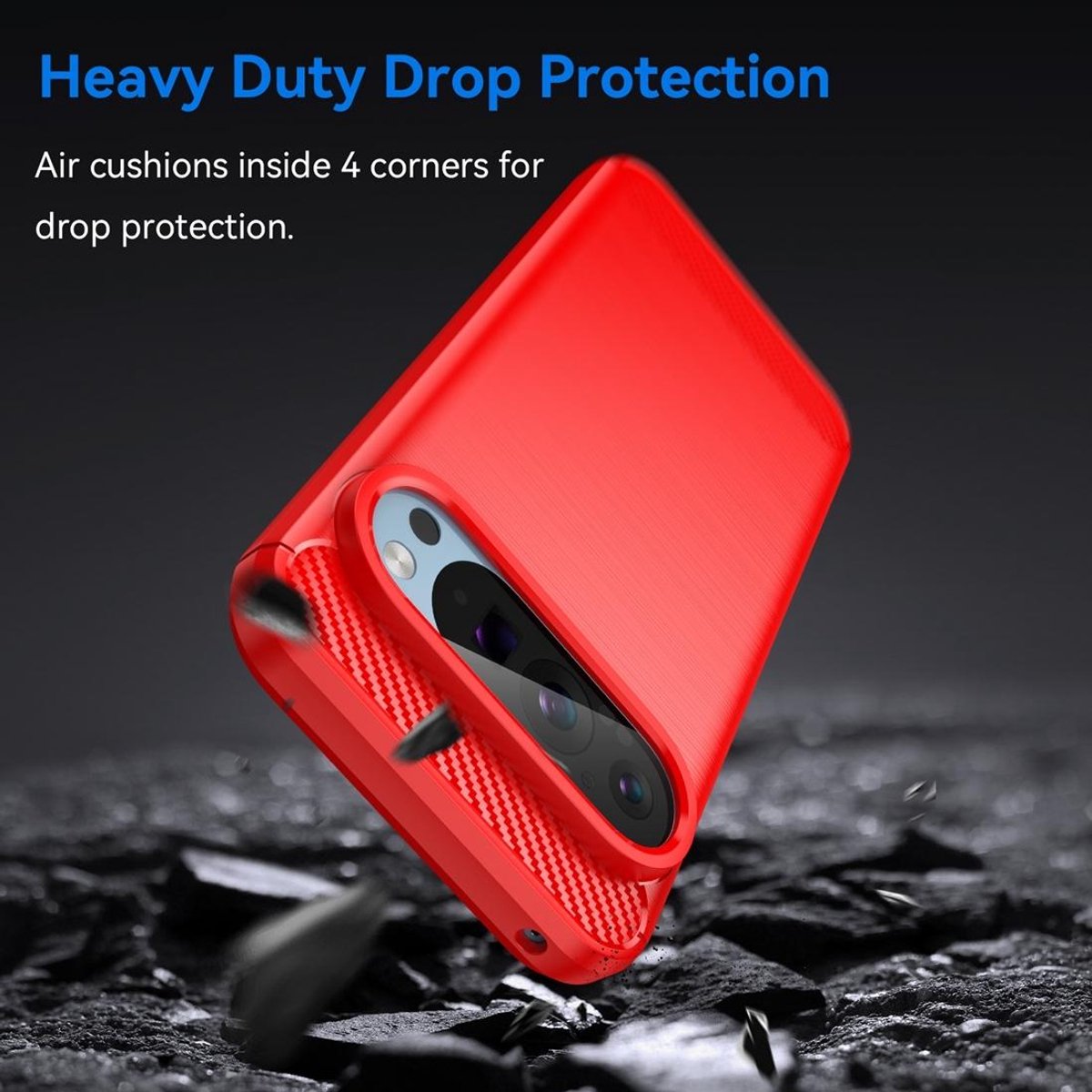 Mobigear Hoesje geschikt voor Google Pixel 9 Pro Telefoonhoesje Flexibel TPU | Mobigear Brushed Slim Backcover | Pixel 9 Pro Case | Back Cover - Rood