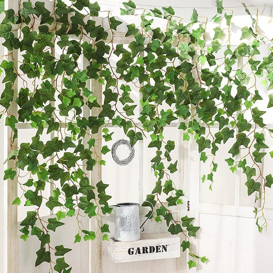 Chaks kunstplant/hangplant slinger - Klimop/hedera - groen - 180 cm