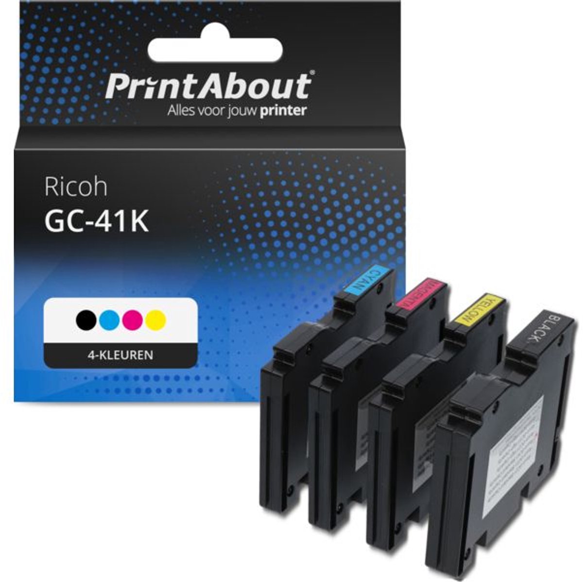 PrintAbout - Inktcartridge / Alternatief voor de Ricoh GC-41K / 4 Kleuren