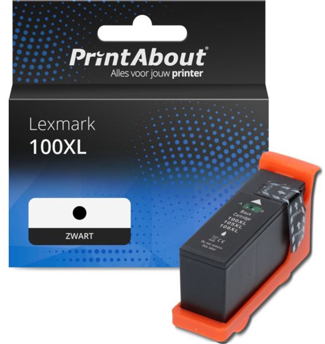 PrintAbout huismerk Inktcartridge 100XL (14N1068E) Zwart Hoge capaciteit geschikt voor Lexmark