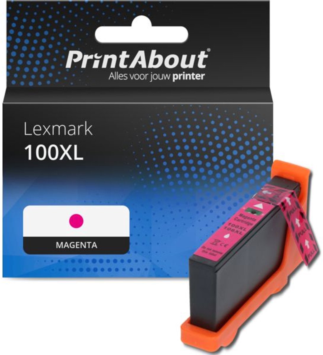 PrintAbout Huismerk Lexmark 100XL (14N1070E) Inktcartridge Magenta Hoge capaciteit