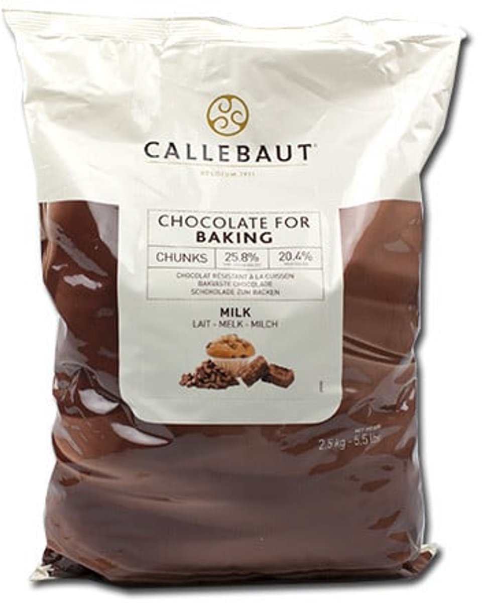 Callebaut Bakvaste chocolade Chunks Melk 2,5 kg.