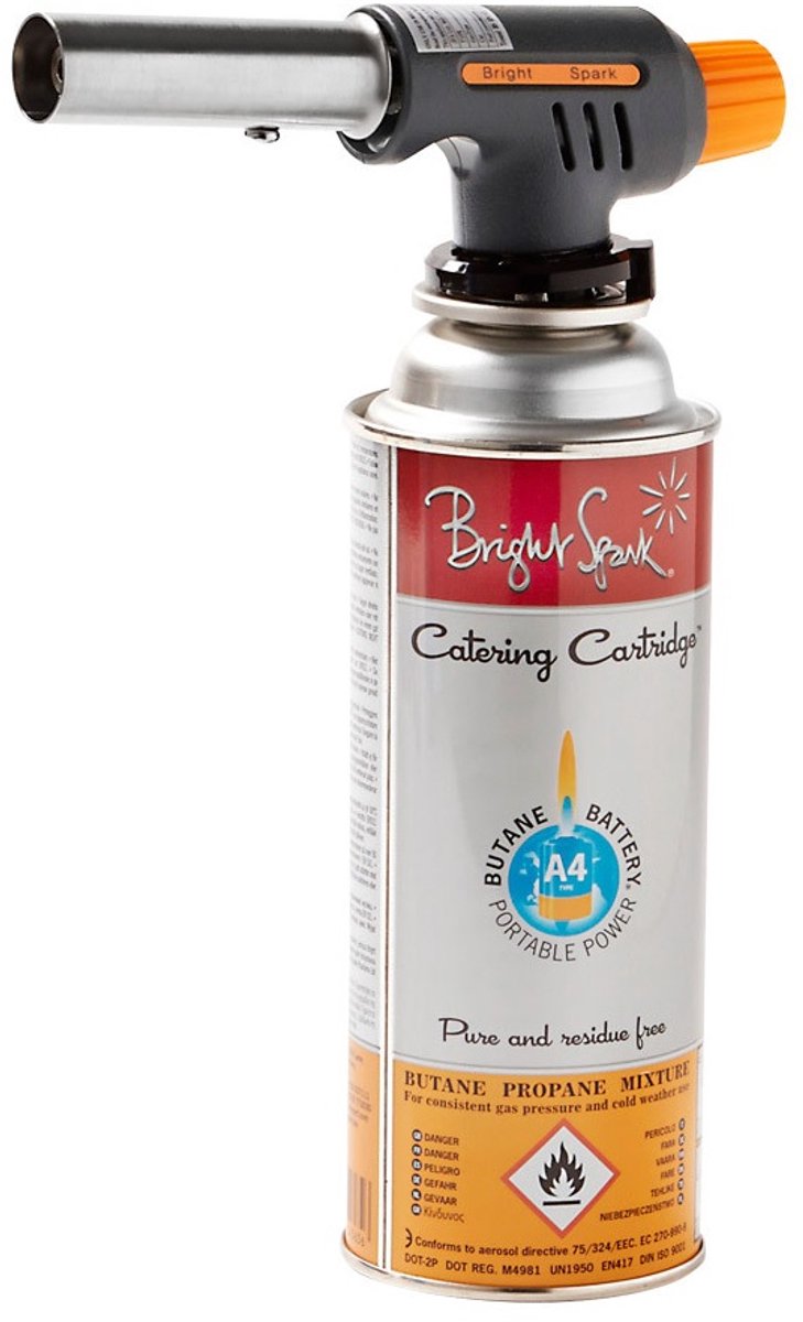 Bright Spark koksbrander / Crème-Brûlée brander met Gasbus