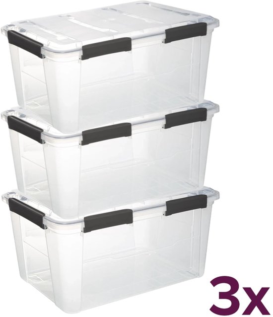 Relaxdays 4x opbergdoos met deksel - opbergbox opvouwbaar - opbergkist