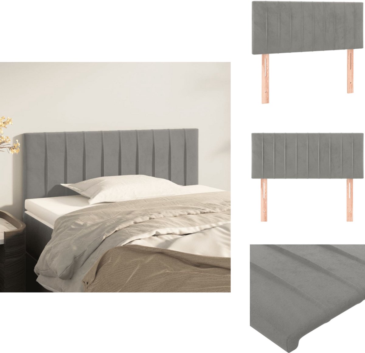 vidaXL Tête de Lit Meuble de Chambre à Coucher Accessoire de Lit Simple Tête de Cadre de Lit Intérieur Gris Clair 90x5x78/88 cm Velours