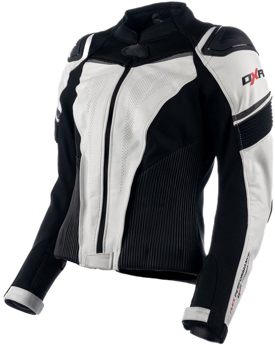 MOTOBLOUZ Motorjas GEODE FLEX vrouw| Middenseizoen|Zwart/Wit 42 CE-gekeurd