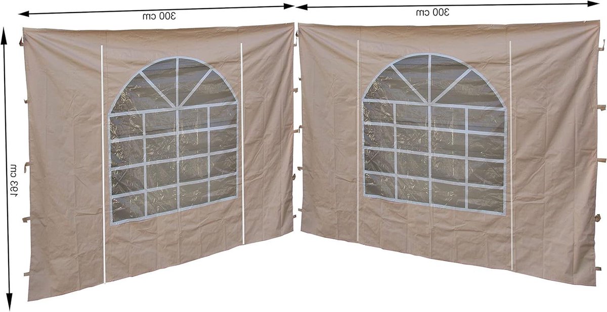 Zijpanelen met PVC raam voor paviljoen - 2 stuks - zandkleurig - 300x195cm