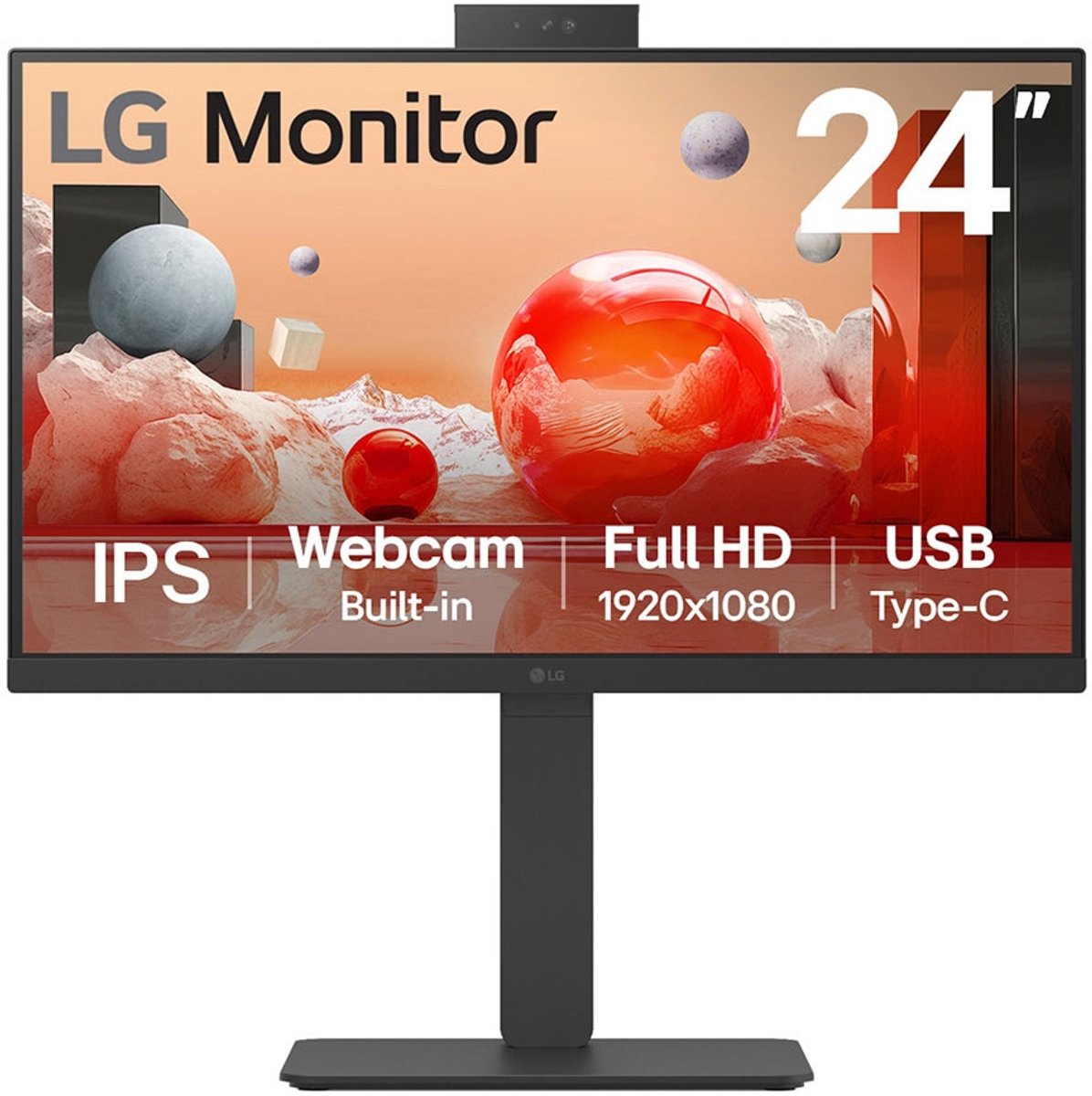 LG 24BA850 ledmonitor HDMI, DisplayPort, Audio, LAN, USB-C, Webcam