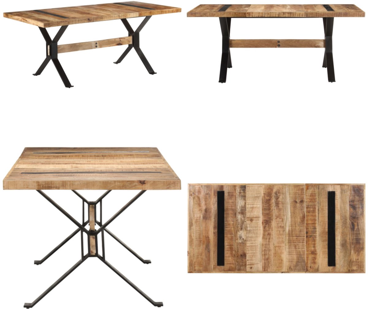 vidaXL Eettafel - 180x90x76 - cm - ruw - mangohout Bruin
