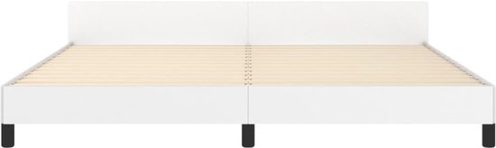 vidaXL Cadre de lit avec tête de lit Simili cuir Blanc 200x200 cm - Cadre de lit avec tête de lit - Encadrements de lit avec têtes de lit - Cadre de lit - Lit