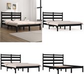 vidaXL Cadre de lit Bois de pin massif Noir 140x190 cm - Cadre de lit - Encadrements de lit - Lit double - Lit